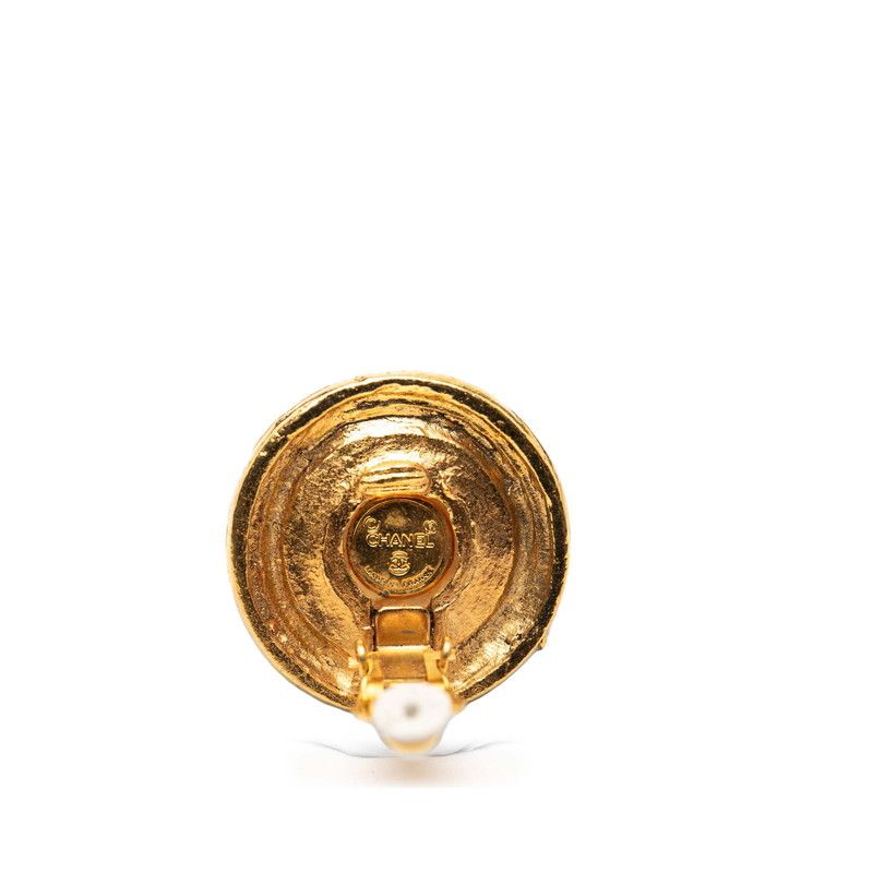 Chanel Vintage Pearl Gold Plated Earrings — view 3