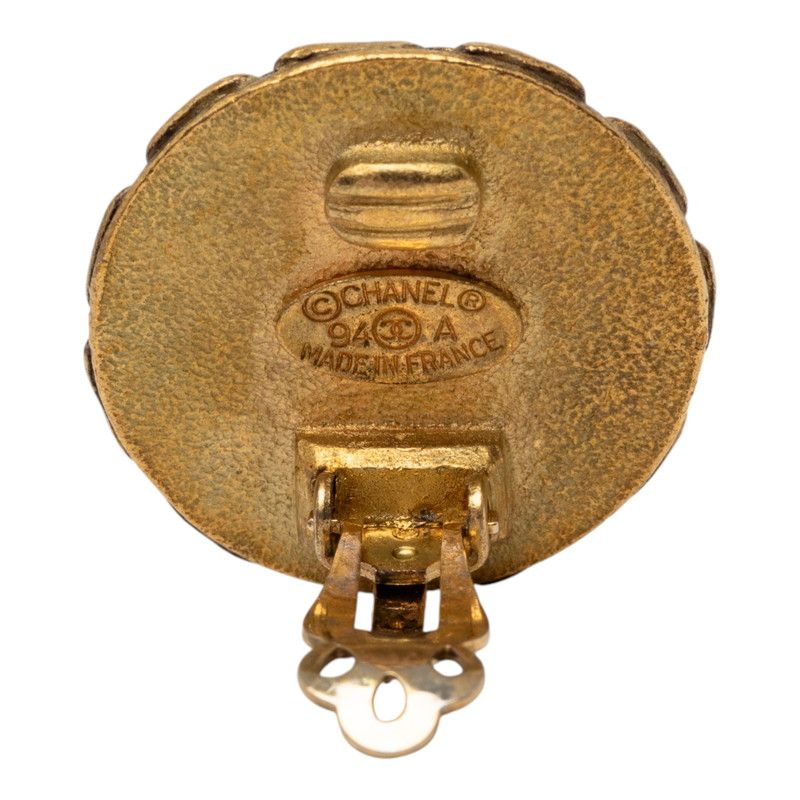 Chanel CC Logo Gold Plated Earrings — view 3