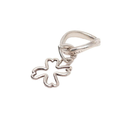 Chanel Clover Motif Silver Metal Ring — view 5