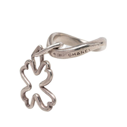 Chanel Clover Motif Silver Metal Ring — view 2