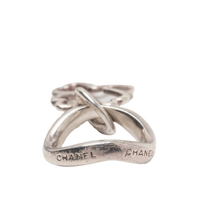 Chanel Clover Motif Silver Metal Ring — view 3