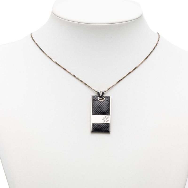 Louis Vuitton Damier Graphite Pendentif Soho Noir Black Metal Necklace — view 5