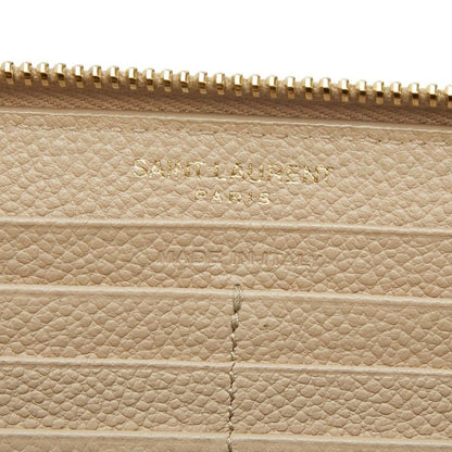 Saint Laurent YSL Logo Round Zip Wallet Beige Leather — view 7