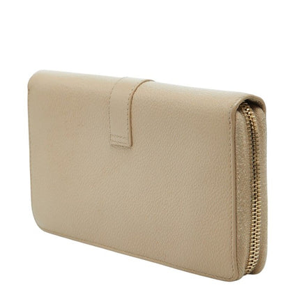 Saint Laurent YSL Logo Round Zip Wallet Beige Leather — view 2