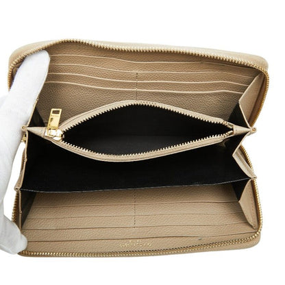Saint Laurent YSL Logo Round Zip Wallet Beige Leather — view 6