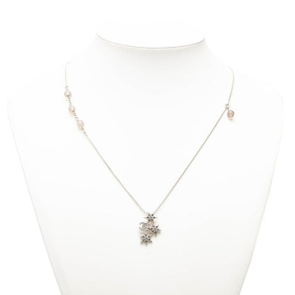 Chanel CC Logo Star Rhinestone Silver Metal Necklace — view 6