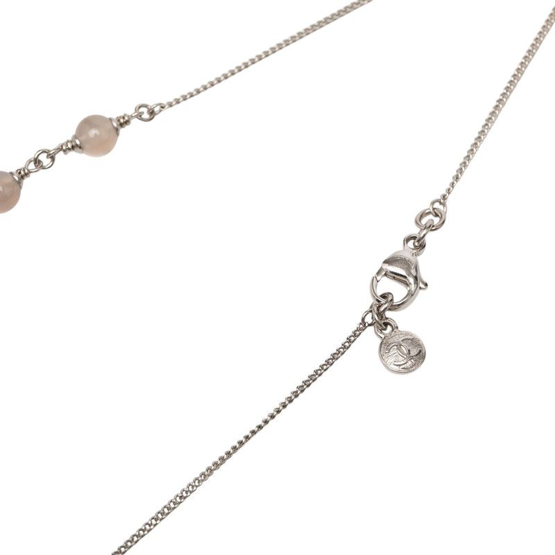 Chanel CC Logo Star Rhinestone Silver Metal Necklace — view 4