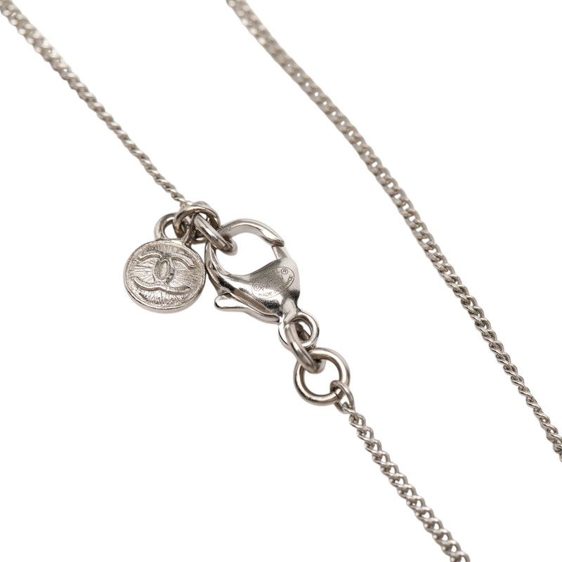 Chanel CC Logo Star Rhinestone Silver Metal Necklace — view 5