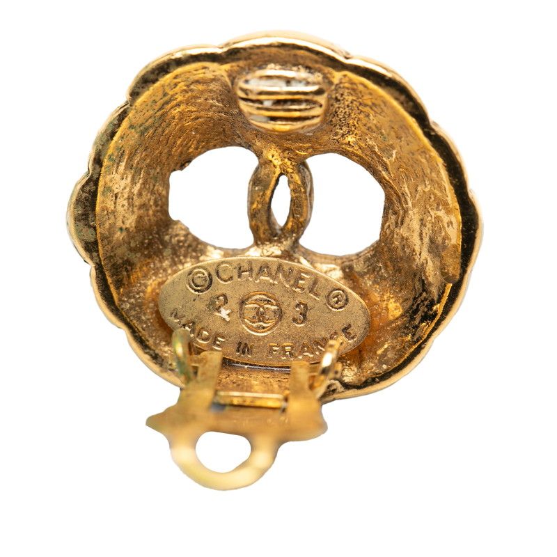 Chanel Vintage CC Logo Gold Plated Earrings — view 3