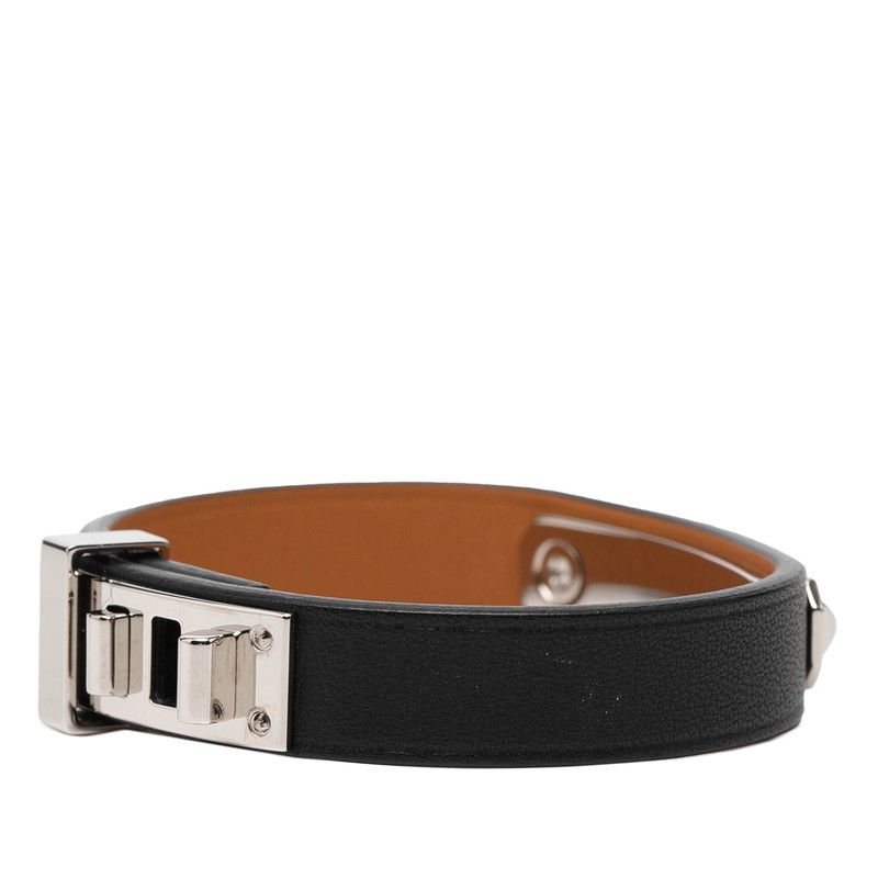 Hermes As de Coule Bracelet Black Silver Swift Metal — view 2