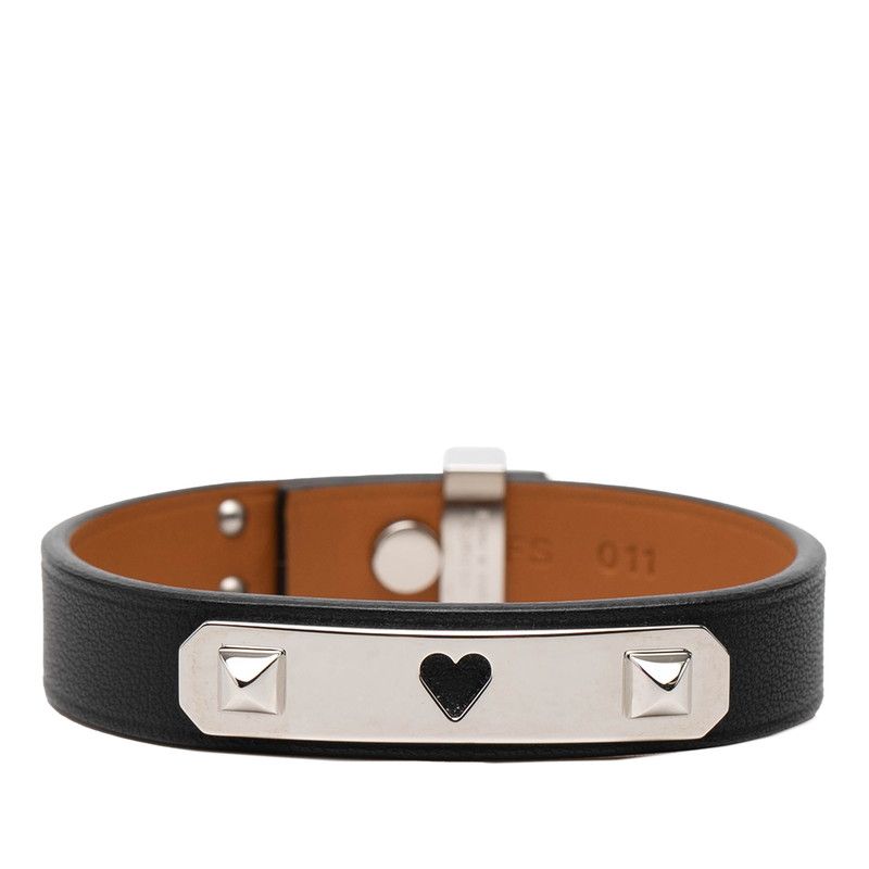 Hermes As de Coule Bracelet Black Silver Swift Metal — view 3