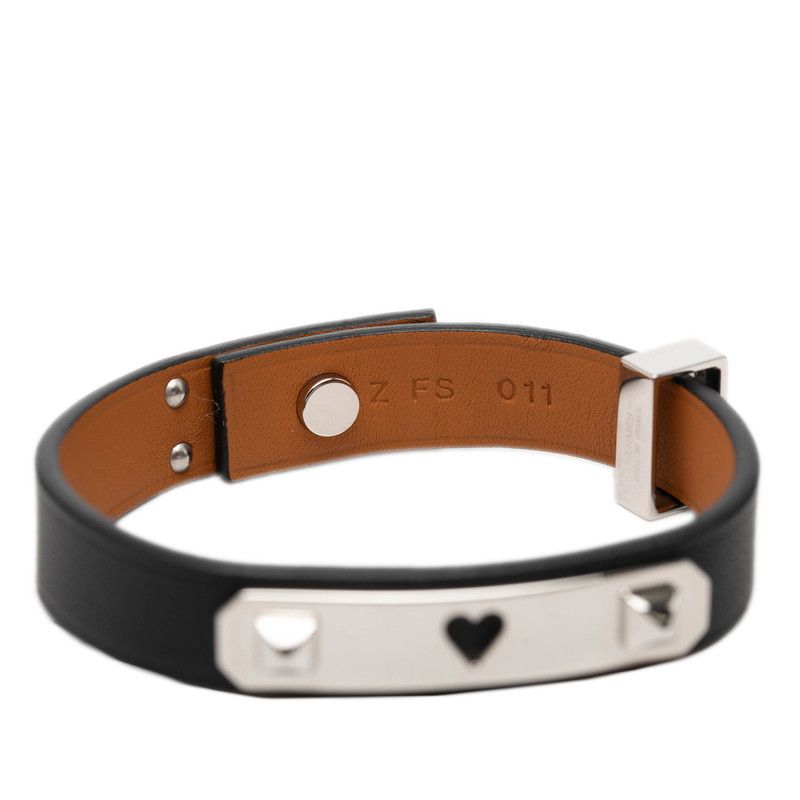 Hermes As de Coule Bracelet Black Silver Swift Metal — view 5