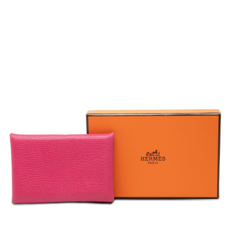 Hermes Calvi Card Case Pink Chevre — view 7