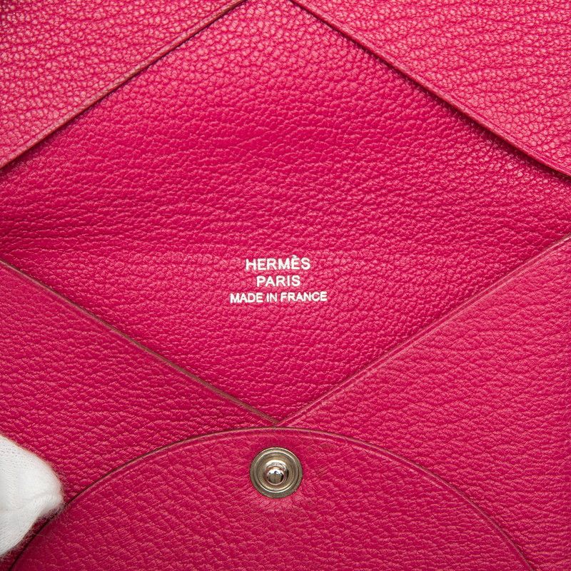 Hermes Calvi Card Case Pink Chevre — view 5