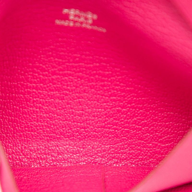 Hermes Calvi Card Case Pink Chevre — view 4