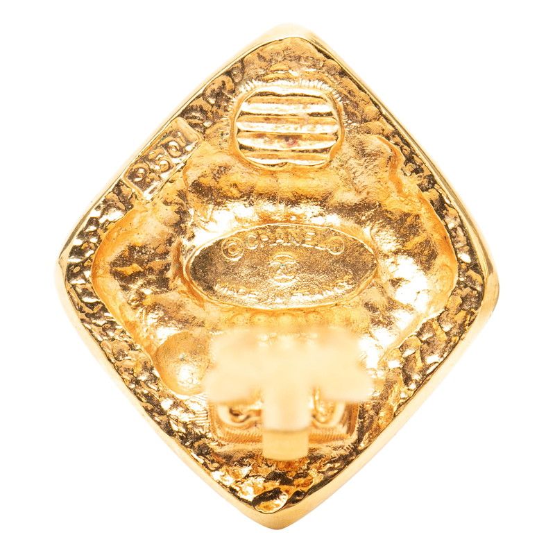 Chanel CC Logo Diamond Gold Plated Earrings — view 3