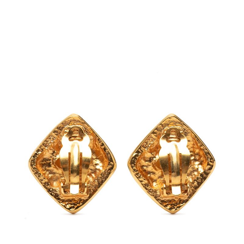 Chanel CC Logo Diamond Gold Plated Earrings — view 2