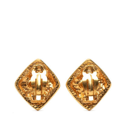 Chanel CC Logo Diamond Gold Plated Earrings — view 2
