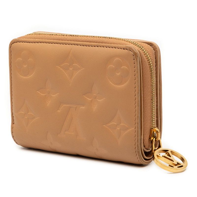 Louis Vuitton Monogram Embossed Portefeuille Camel Brown Lamb Leather — view 2
