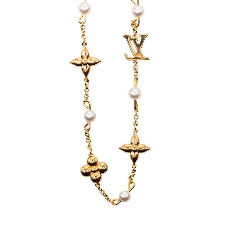 Louis Vuitton Necklace A Gold Plated Faux Pearl — view 2