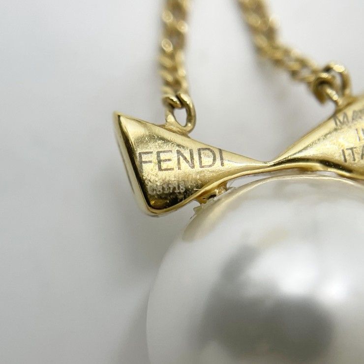 Fendi Necklace Zodiac Gold Metal Faux Pearl — view 5
