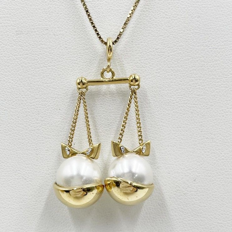 Fendi Necklace Zodiac Gold Metal Faux Pearl — view 2