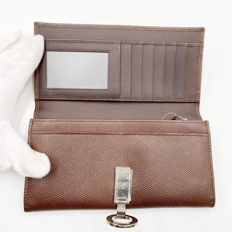 Bvlgari Wallet Brown Leather Logo Clip Bifold — view 7