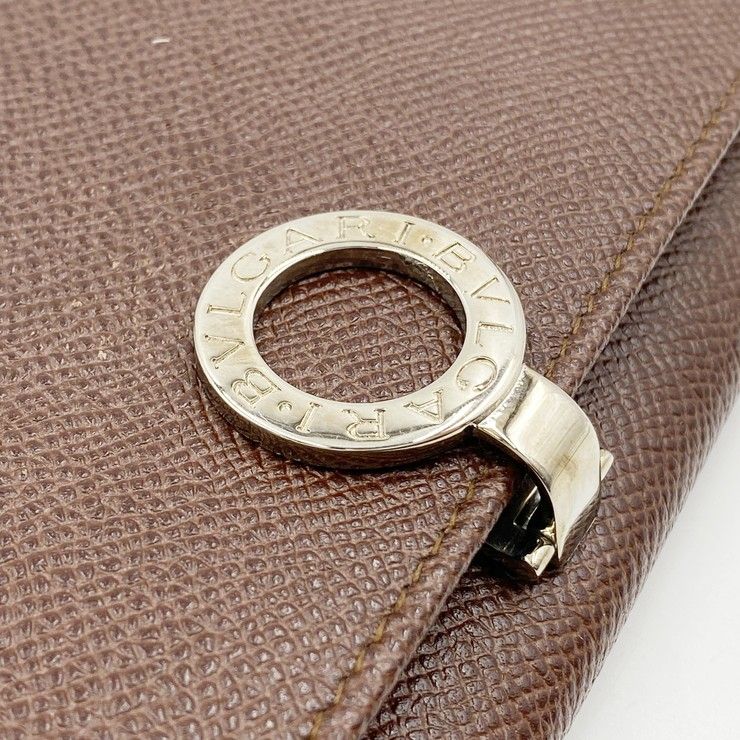 Bvlgari Wallet Brown Leather Logo Clip Bifold — view 6
