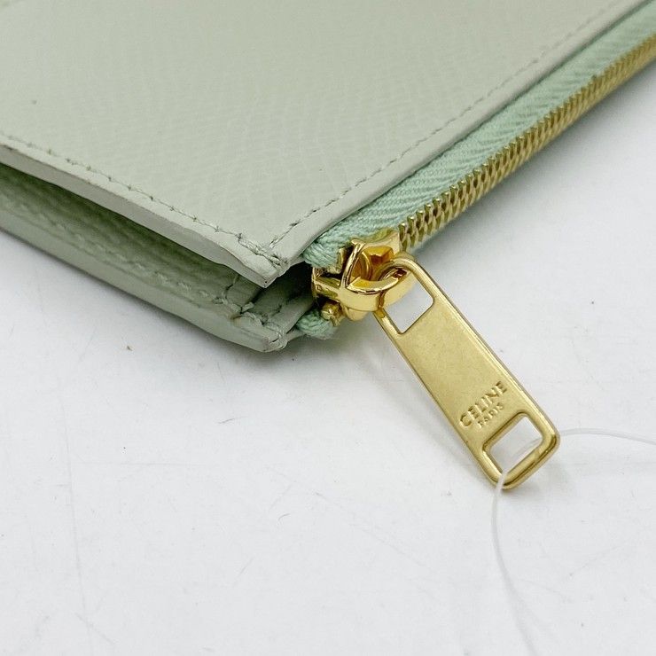 Celine Card Coin Case Fragment Pastel Green Leather Gold — view 6