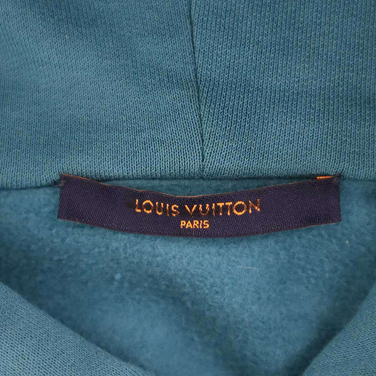 Louis Vuitton Signature Embroidered Pullover Hoodie Blue Sweater — view 3