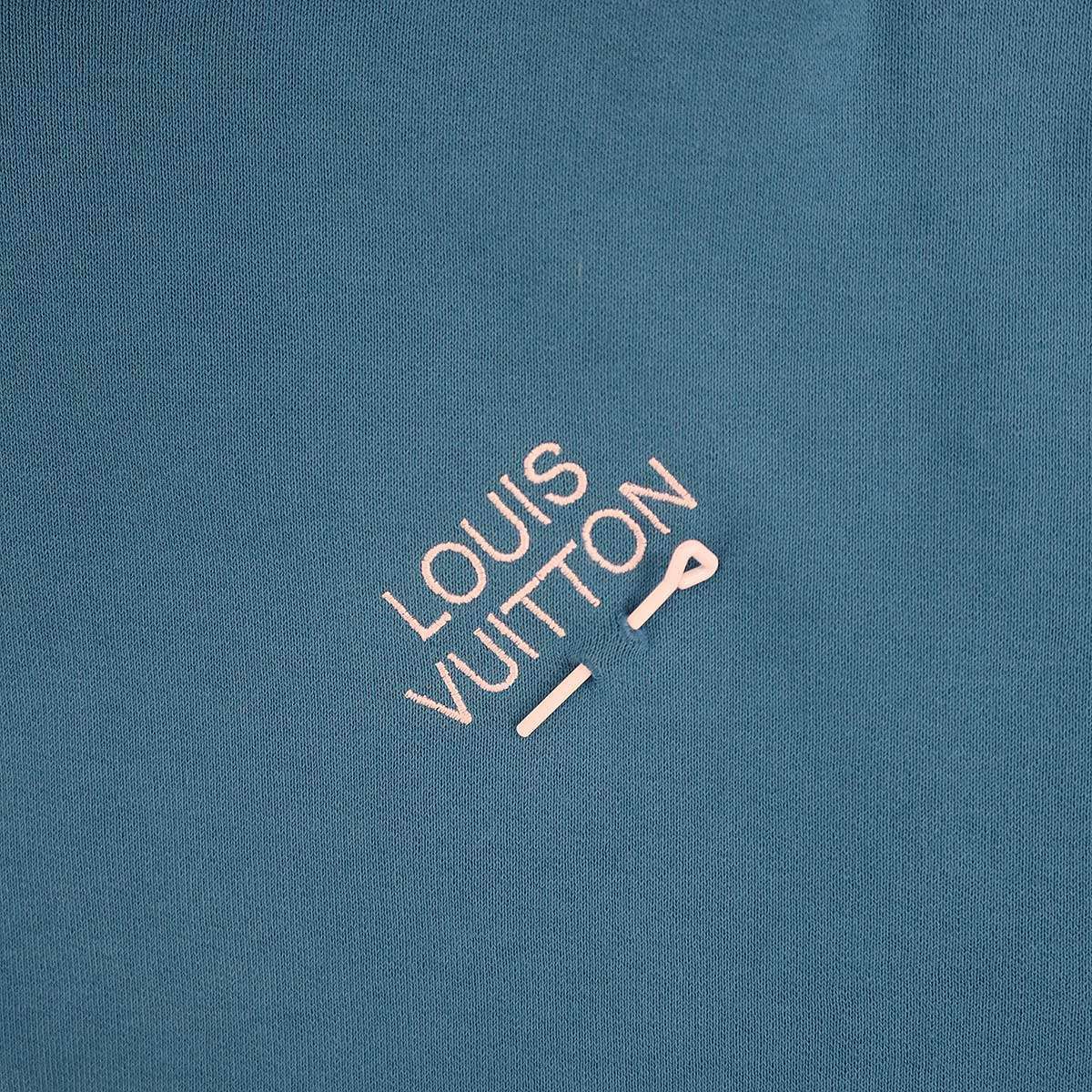 Louis Vuitton Signature Embroidered Pullover Hoodie Blue Sweater — view 7