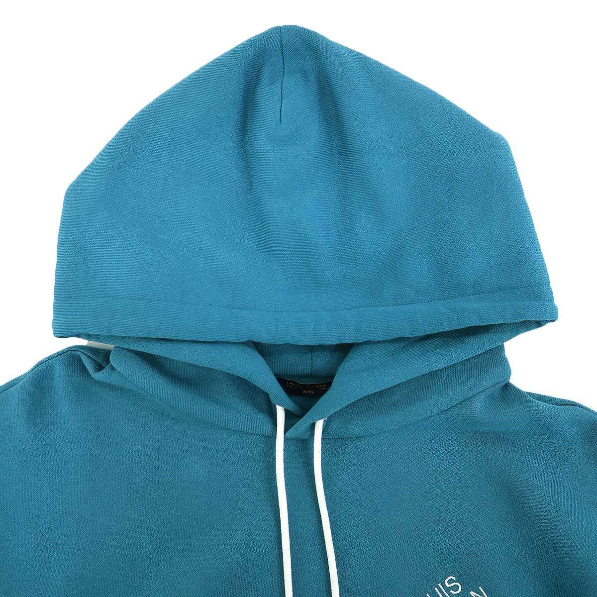 Louis Vuitton Signature Embroidered Pullover Hoodie Blue Sweater — view 4