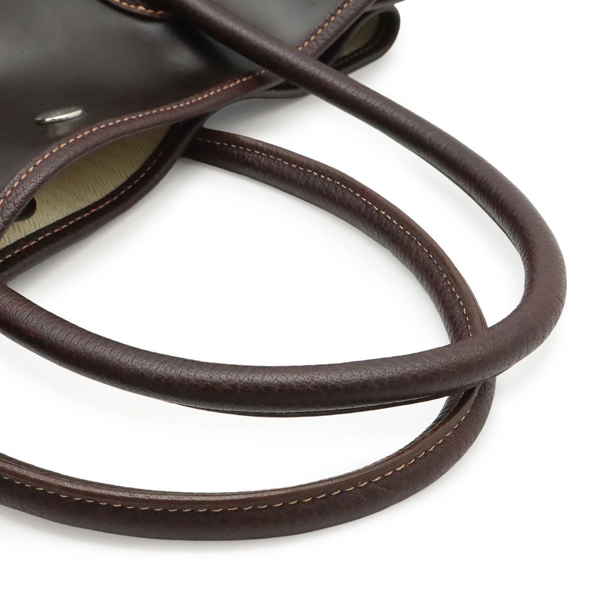 Hermes Garden Party PM Tote Bag Amazonia Leather Dark Khaki Brown — view 4