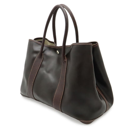Hermes Garden Party PM Tote Bag Amazonia Leather Dark Khaki Brown — view 2