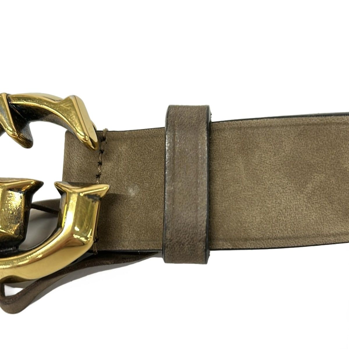 Gucci Belt Dark Brown Gold Double Leather X — view 5