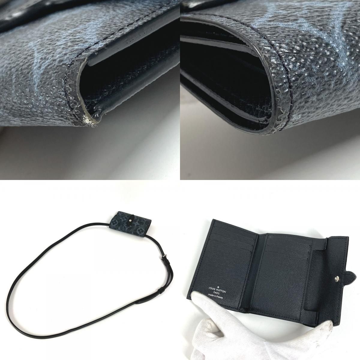Louis Vuitton Trifold Wallet Organizer Duposh Leather Navy — view 7