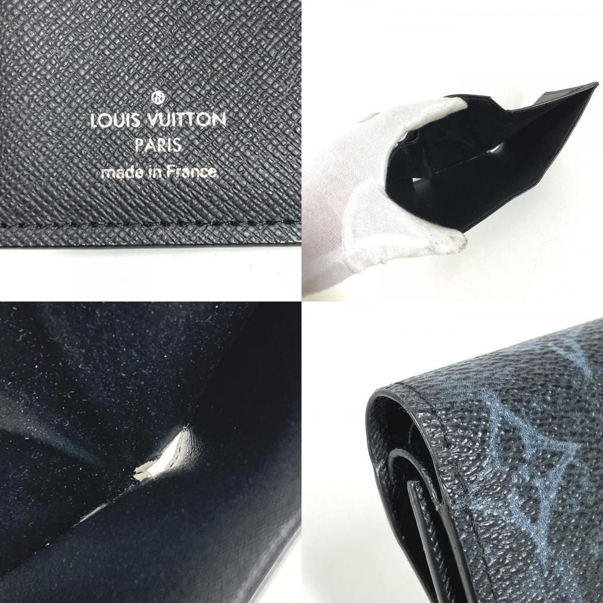 Louis Vuitton Trifold Wallet Organizer Duposh Leather Navy — view 8