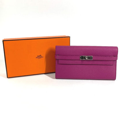 Hermes Wallet Kelly Chevre Rose Purple — view 2