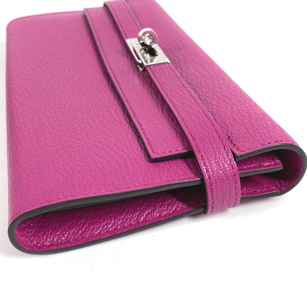 Hermes Wallet Kelly Chevre Rose Purple — view 3