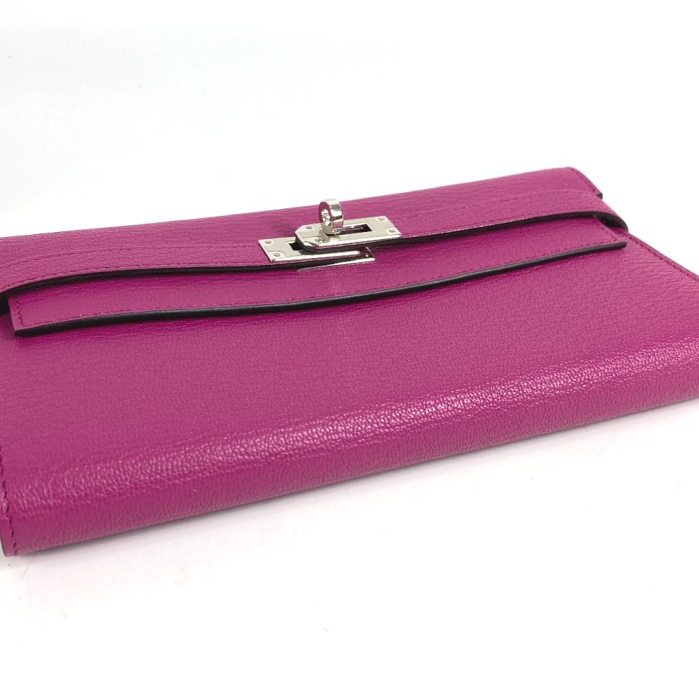 Hermes Wallet Kelly Chevre Rose Purple — view 4