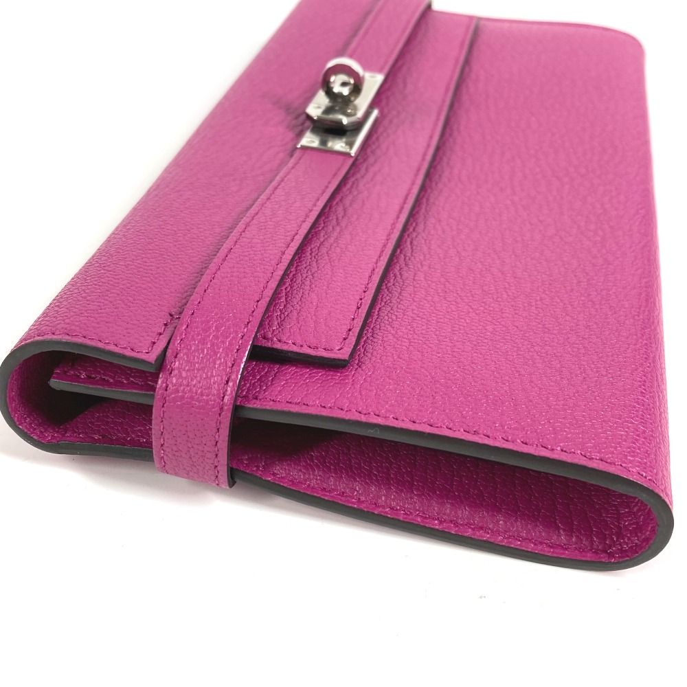 Hermes Wallet Kelly Chevre Rose Purple — view 5