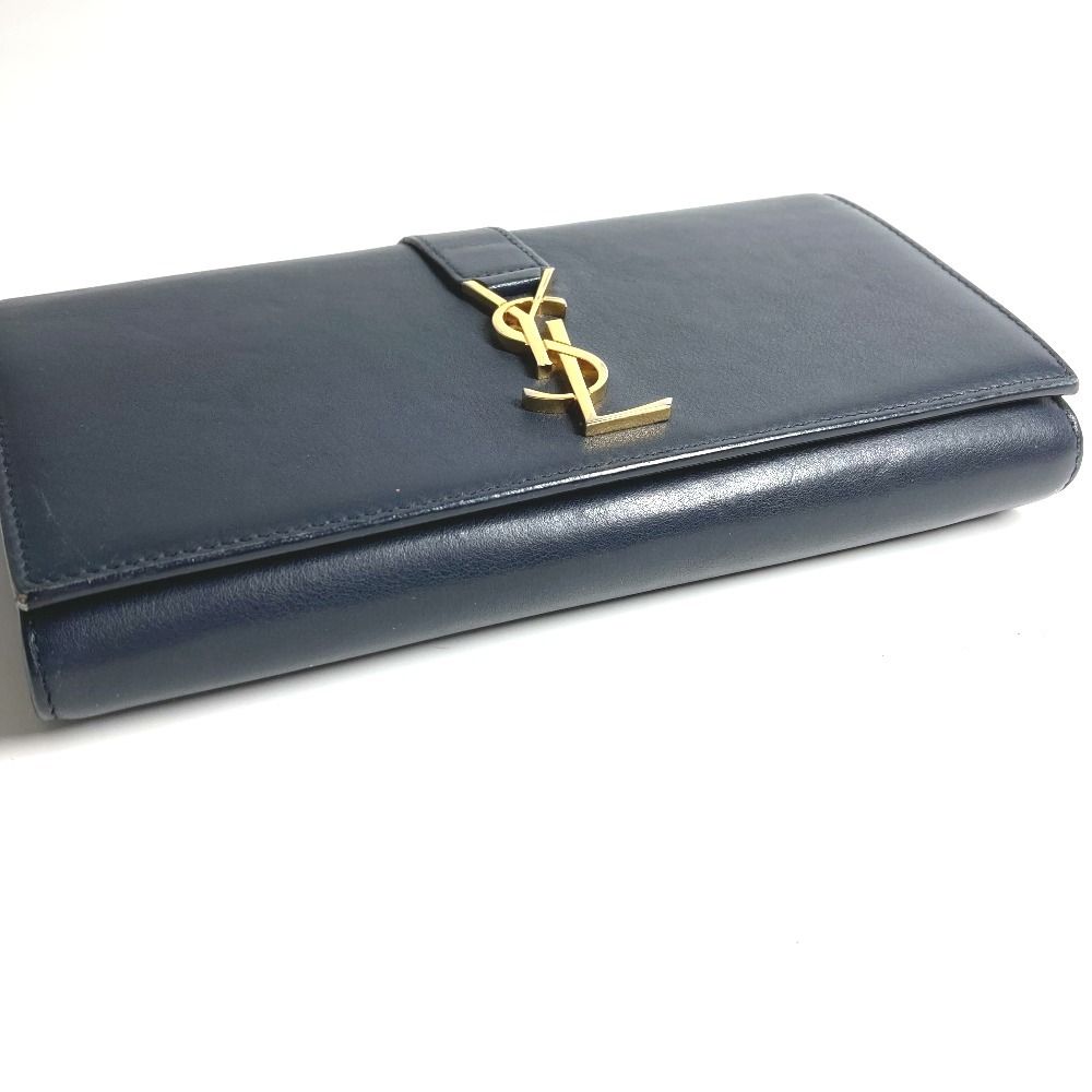 Saint Laurent Paris Wallet Logo Leather Navy — view 4
