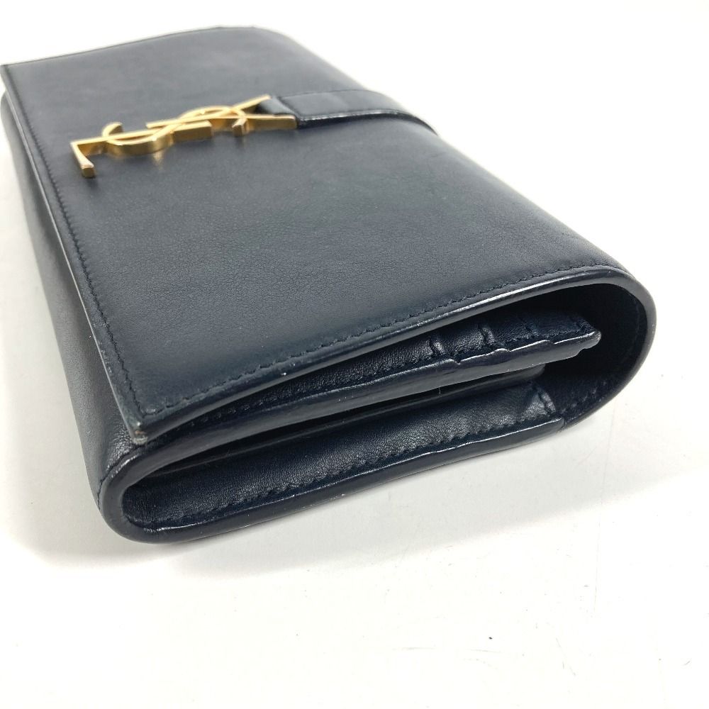 Saint Laurent Paris Wallet Logo Leather Navy — view 5