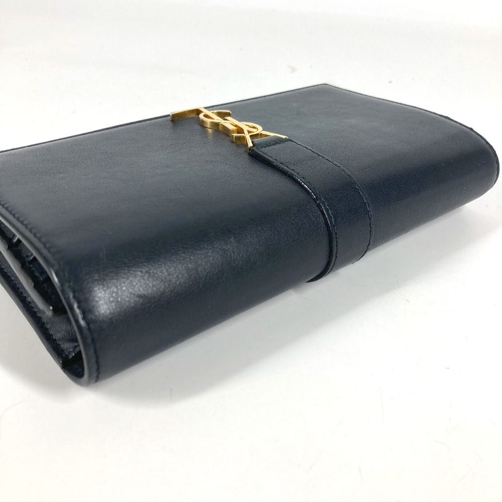 Saint Laurent Paris Wallet Logo Leather Navy — view 6