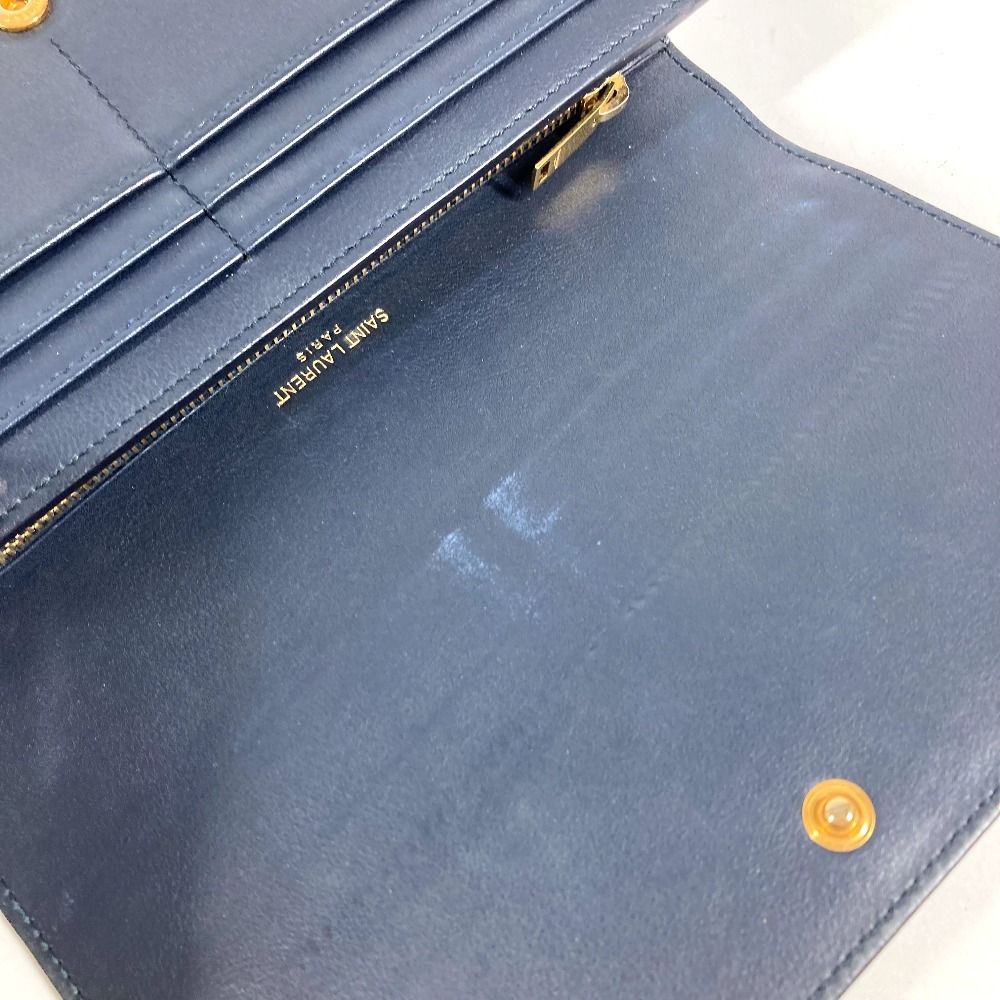 Saint Laurent Paris Wallet Logo Leather Navy — view 8