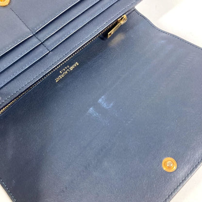 Saint Laurent Paris Wallet Logo Leather Navy — view 8