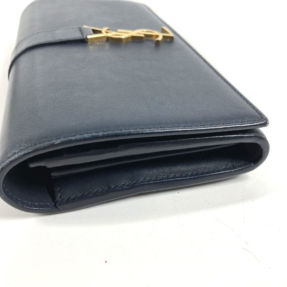 Saint Laurent Paris Wallet Logo Leather Navy — view 3
