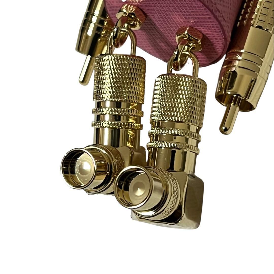 Prada Robot Pink Silver Gold Leather Metal Key Holder Charm — view 6