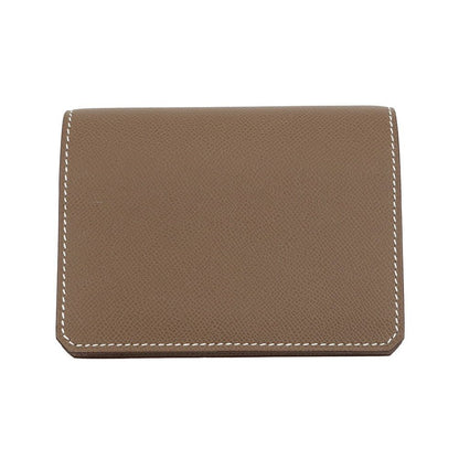 Hermes Card Case Medallion Etoupe Silver Chevre Sham Kira — view 3