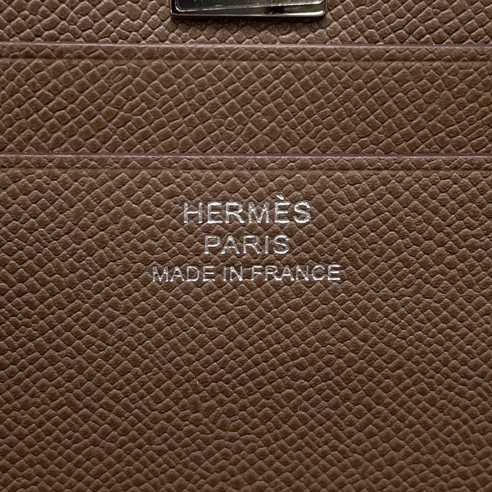 Hermes Card Case Medallion Etoupe Silver Chevre Sham Kira — view 6
